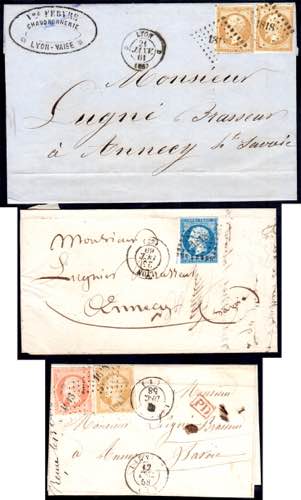 FRANCIA  1858/1861 - Tre lettere ... 