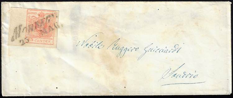 1854 - 15 cent. rosso, carta a ... 