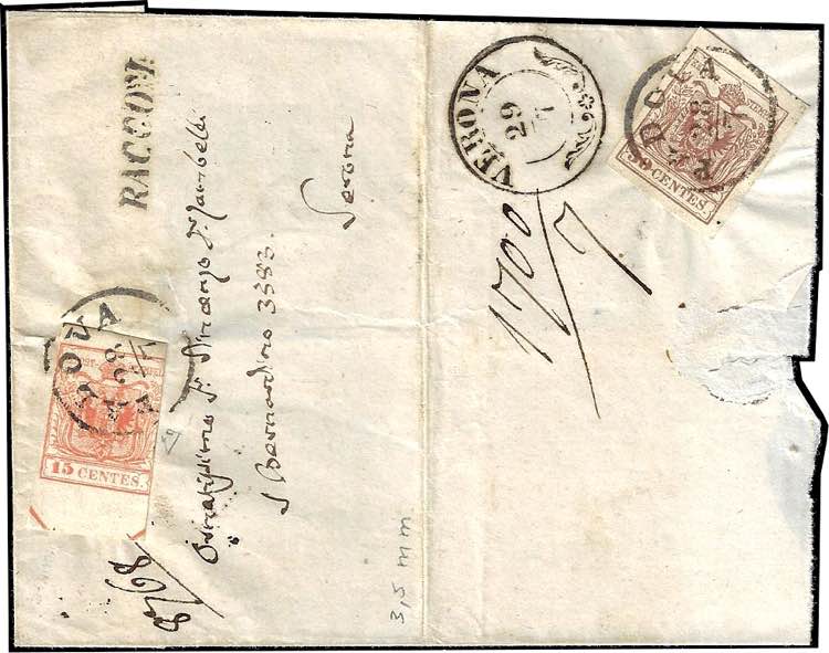 1855 - 15 cent. e 30 cent. carta a ... 