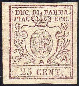 1857 - 25 cent. bruno lilla scuro ... 