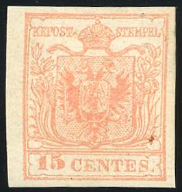 1854 - 15 cent. rosso vermiglio ... 