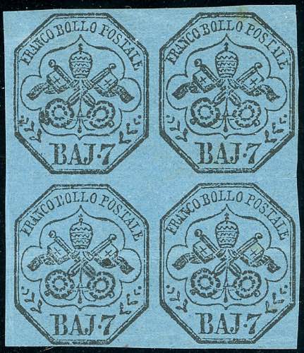 1852 - 7 baj azzurro (8), blocco ... 
