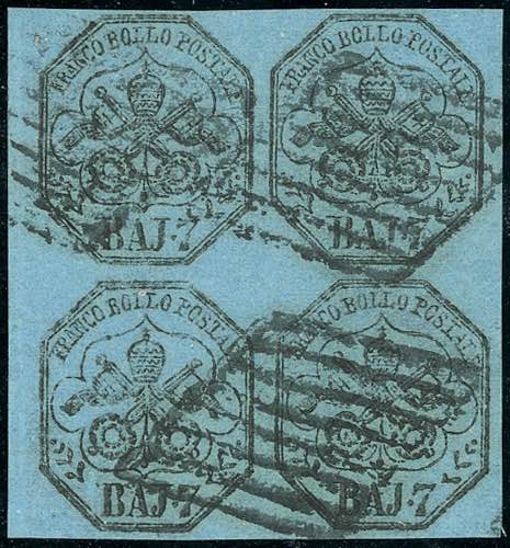 1852 - 7 baj azzurro (8), blocco ... 
