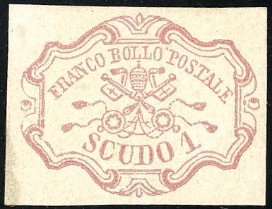 1852 - 1 scudo rosa carminio (11), ... 