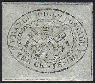 1867 - 3 cent. grigio (15), gomma ... 