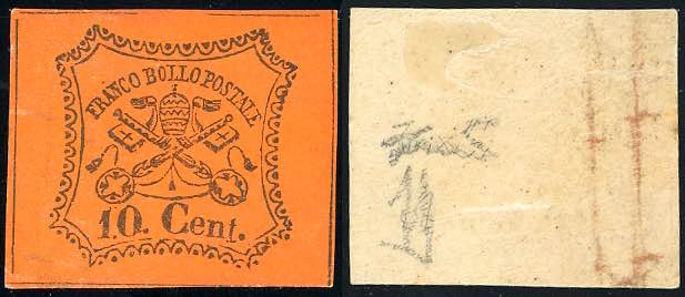 1867 - 10 cent. vermiglio arancio ... 