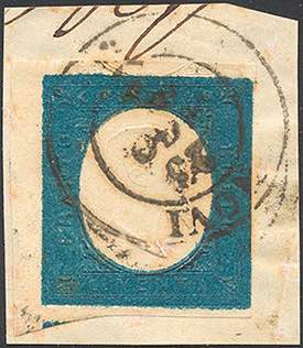 1854 - 20 cent. azzurro (8e), ... 