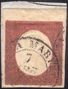 1854 - 40 cent. rosso mattone (9), ... 