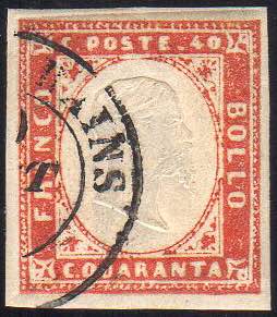 1855 - 40 cent. vermiglio (16a), ... 