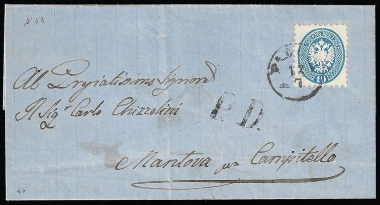 1864 - 10 soldi azzurro, dent. 9 ... 