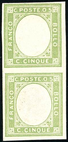 1861 - 5 cent. verde giallo, non ... 