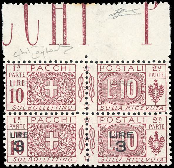 1925 - 3 lire su 10 lire lilla, ... 