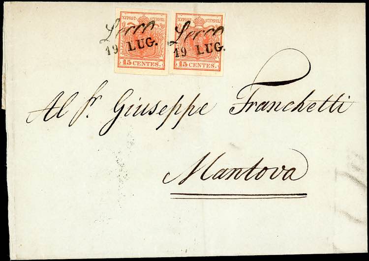 1851 - 15 cent. rosso, I tipo (3), ... 