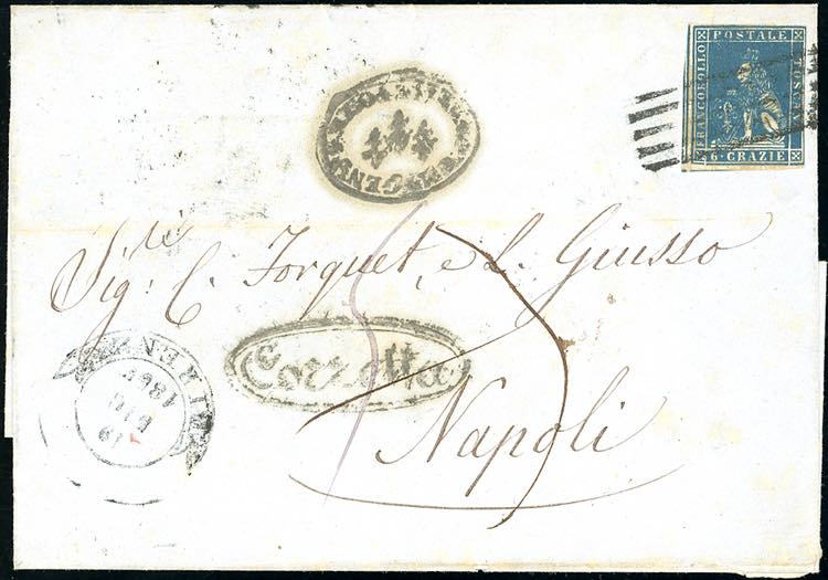 1857 - 6 crazie azzurro cupo, II ... 