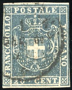 1860 - 20 cent. azzurro (20), due ... 