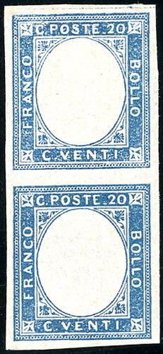 1861 - 20 cent. azzurro, coppia ... 