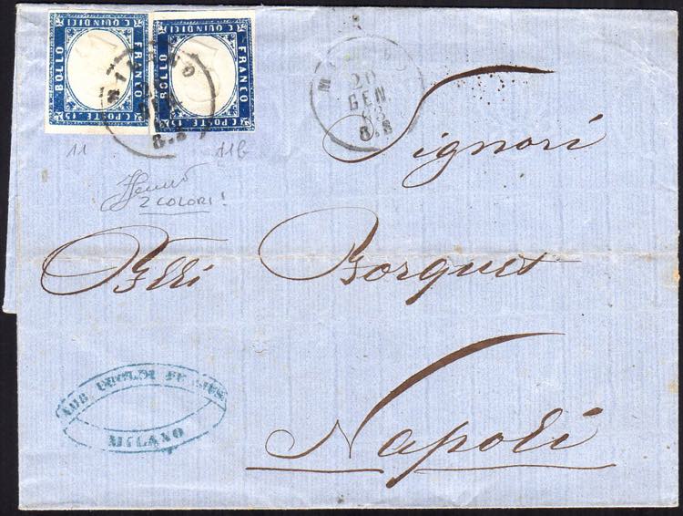 1863 - 15 cent. azzurro, perfetto ... 