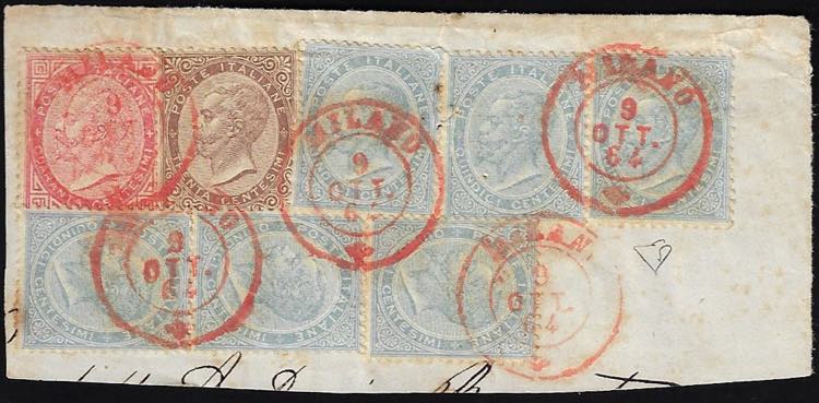 1863 - 15 cent., sei esemplari, 30 ... 