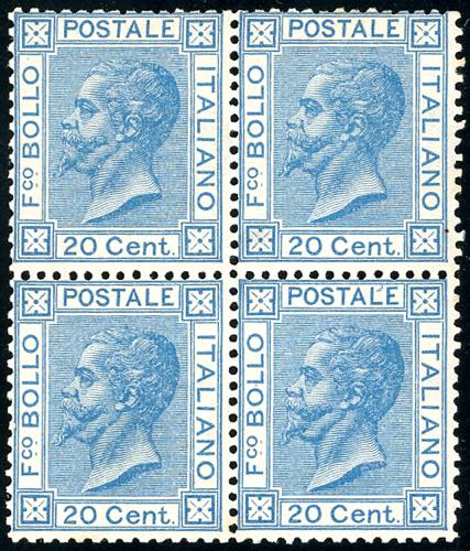 1867 - 20 cent. azzurro, tiratura ... 