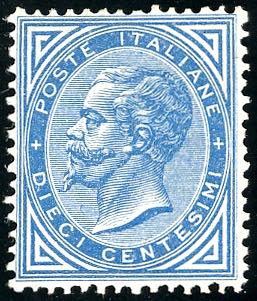 1877 - 10 cent. azzurro (27), ... 