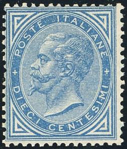 1877 - 10 cent. azzurro (27), ... 