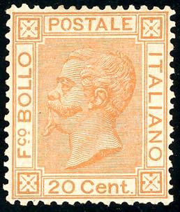 1877 - 20 cent. ocra arancio (28), ... 