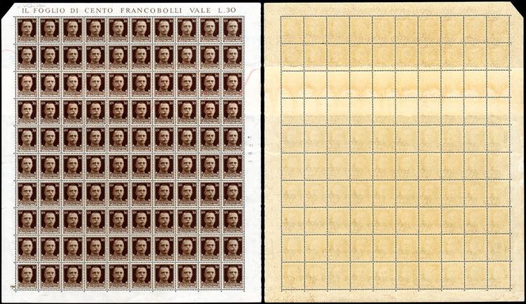 1929 - 30 cent. Imperiale, foglio ... 