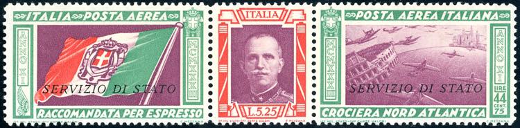 1933 - 5,25 + 44,75 lire trittico ... 