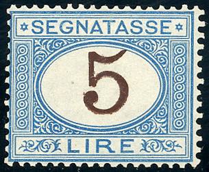 1870 - 5 lire azzurro e bruno ... 