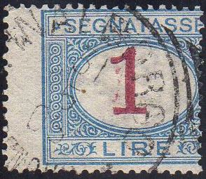 1890 - 1 lira azzurro e carminio, ... 