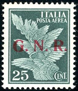 1943 - 25 cent. soprastampa G.N.R. ... 