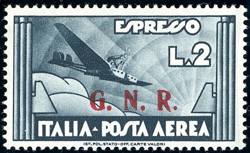 1943 - 2 lire ardesia, soprastampa ... 