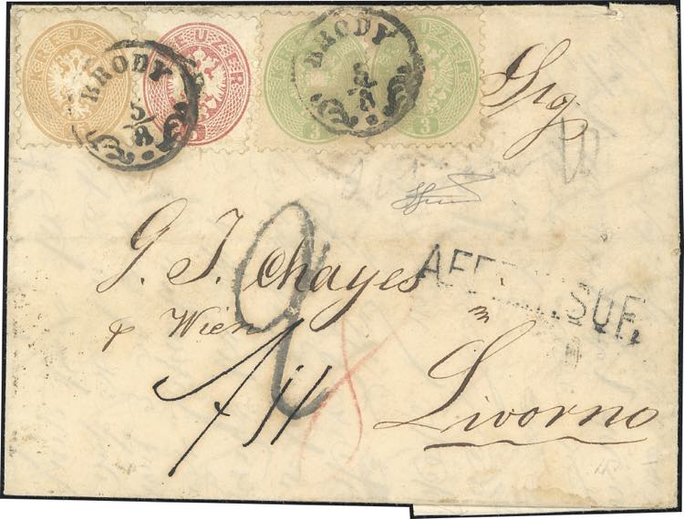 1866 - 3 Kr. verde, due esemplari, ... 