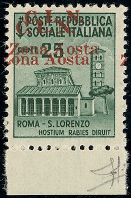 AOSTA 1944 - 25 cent., doppia ... 
