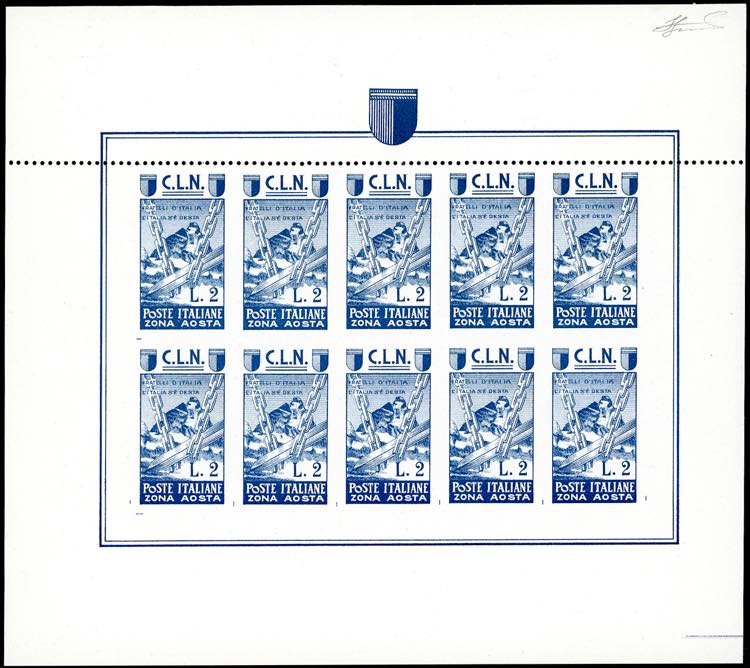 AOSTA 1945 - 2 lire azzurro ... 
