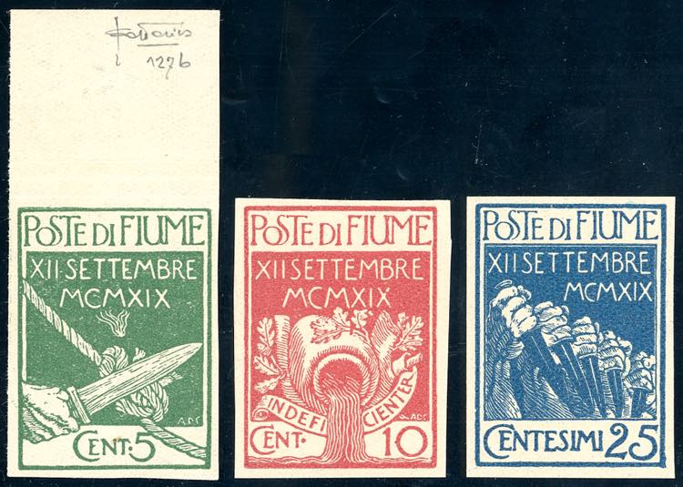 FIUME 1920 - 5 cent., 10 cent., 25 ... 