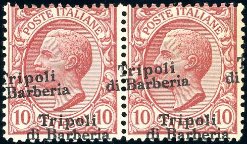 TRIPOLI 1909 - 10 cent., doppia ... 