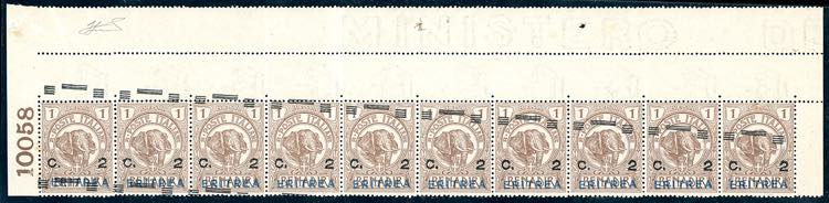 1924 - 2 cent. su 1 b., striscia ... 