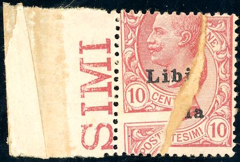 1912 - 10 cent. Leoni, stampa su ... 