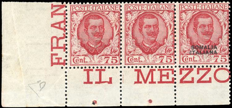 1926 - 75 lire Floreale, striscia ... 