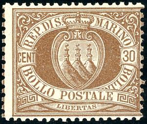 1877 - 30 cent. Stemma (6), ... 