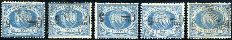 1892 - 5 cent. su 10 cent., cinque ... 
