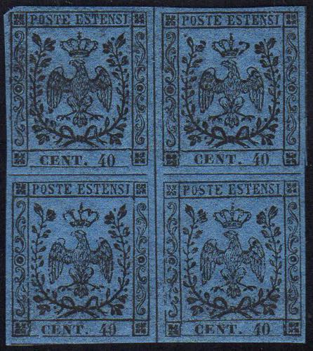 1852 - 40 cent. azzurro scuro, ... 