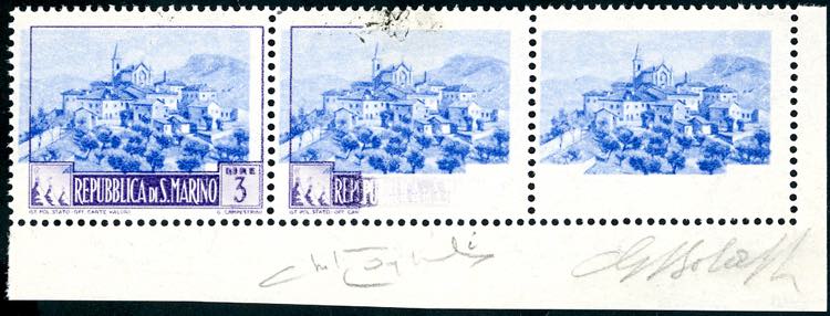 1949 - 3 lire Paesaggi, striscia ... 