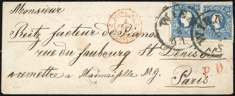 AUSTRIA 1859 - 15 Kr. azzurro, I ... 
