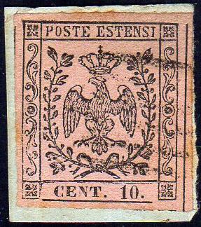1855 - 10 cent. rosa, punto dopo ... 