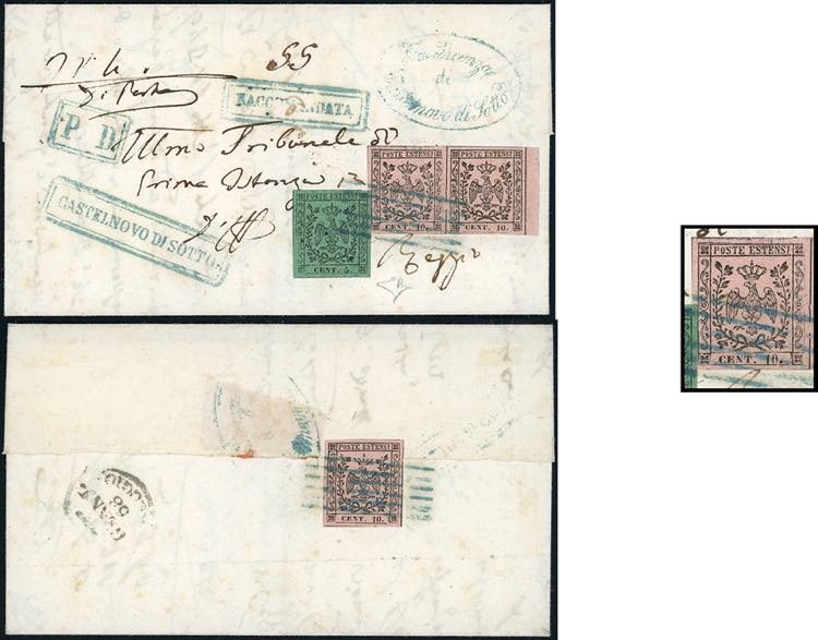 1858 - 10 cent. rosa, coppia ... 