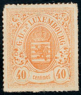 LUSSEMBURGO 1865 - 40 cent. rosso ... 