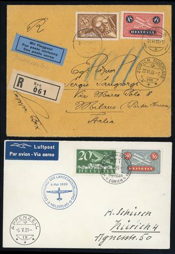 SVIZZERA POSTA AEREA 1933/39 - Due ... 