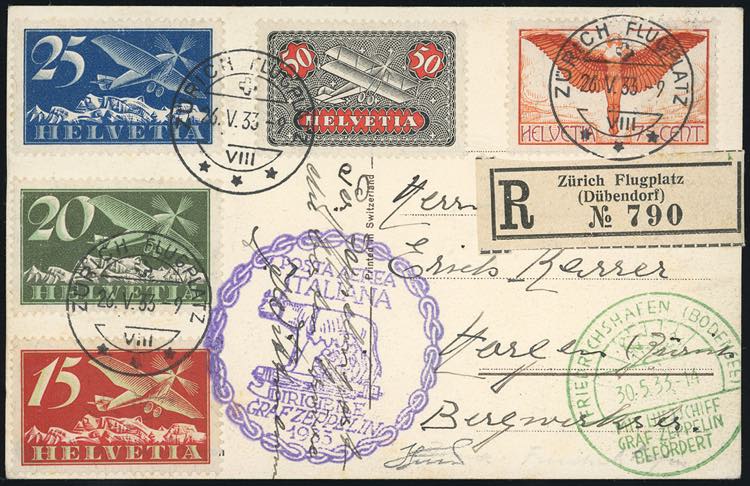 SVIZZERA POSTA AEREA ZEPPELIN 1933 ... 